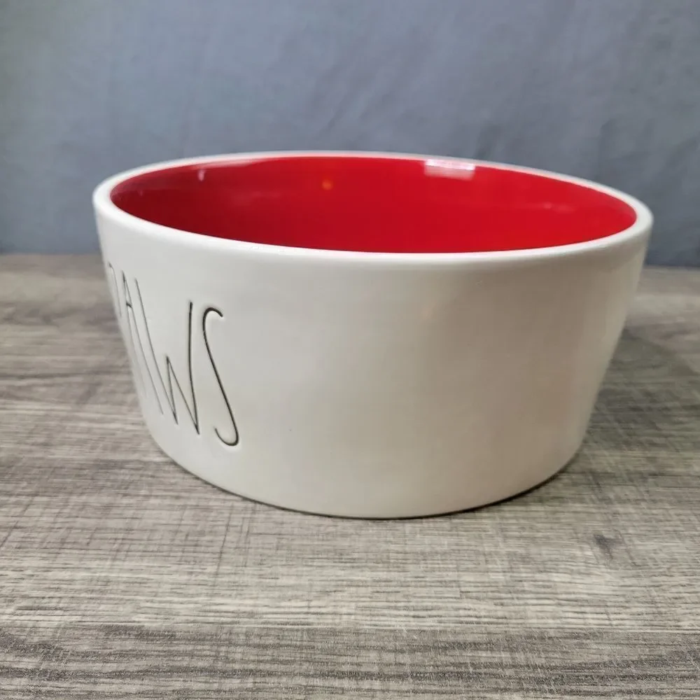Rae Dunn Artisan Collection Farmhouse White And Red Deck The Paws Ceramic Dog...